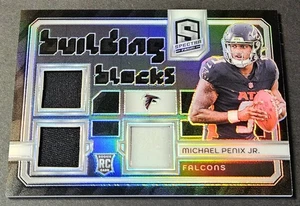 2024 Spectra Prizm /99 Patch Michael Penix Jr Building Blocks Rookie RC #BB-MPJ - Picture 1 of 2