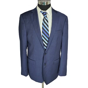 Calvin Klein Blazer Mens 42L Blue Wool Natural Stretch Sports Coat Jacket 2 B - Picture 1 of 15