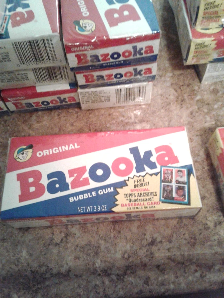 Topps Bazooka Bubble Gum with Baseball Card Sealed Box, Quadracard. - Image 1 of 1