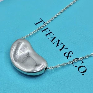 TIFFANY & Co Sterling Silver 925 Elsa Peretti Large Bean Necklace No Box & pouch - Picture 1 of 10