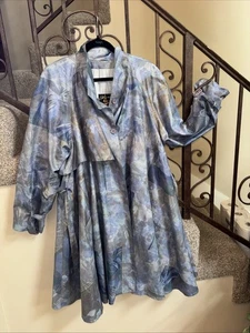 Rare Vintage Paris by A Kazan Trench Raincoat Blue/Gold Color Block Size L - Bild 1 von 10