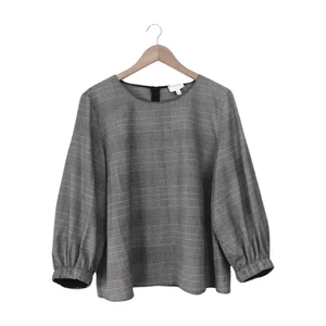 ~SS~ Size 16 WITCHERY Blouse, 3/4 Sleeve - Grey Plaid Houndstooth (Flaws) - Picture 1 of 17