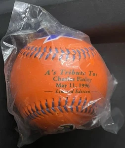 1996 Oakland A's Charles Finley Orange Commemorative Baseball 76 Gas Ball NIP - Picture 1 of 4