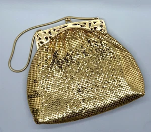 Vintage MCM Whiting & Davis Gold Metal Mesh Evening Bag Purse - Picture 1 of 5