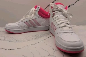 Adidas Hoops Mid 3.0 Mädchen Größe 6Y weiß pink sportliche Basketballschuhe Turnschuhe - Bild 1 von 7