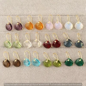 Hook Earring Quartz Gemstone Earring Stylish, Trillion Shape Gemstone Earring - Picture 1 of 37