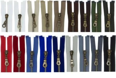 FIM Reißverschluss MB Metall Brüniert-Altmessing Metallreissverschlüsse teilbar 5mm