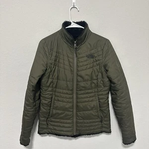 The North Face Mossbud Insulated Reversible Jacket Womens Size Small Green Black - Picture 1 of 15