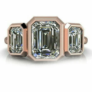4+Ct White Emerald Moissanite Diamond 925 Sterling Silver Engagement Ring Size 7 - Picture 1 of 3