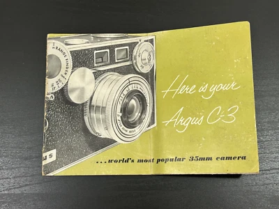 Vintage Argus C-3 Owners Manual For Camera 1954 Ann Arbor Michigan Booklet - Image 1 of 2