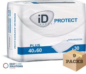 iD Expert Protect Plus - Disposable Incontinence Bed Pads - 40x60cm - 9 Pk of 30 - Picture 1 of 2