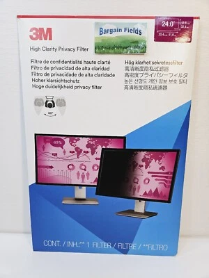 3M High Clarity Privacy Filter Black for 24" Widescreen Monitor HC240W1B NEW - Image 1 of 4