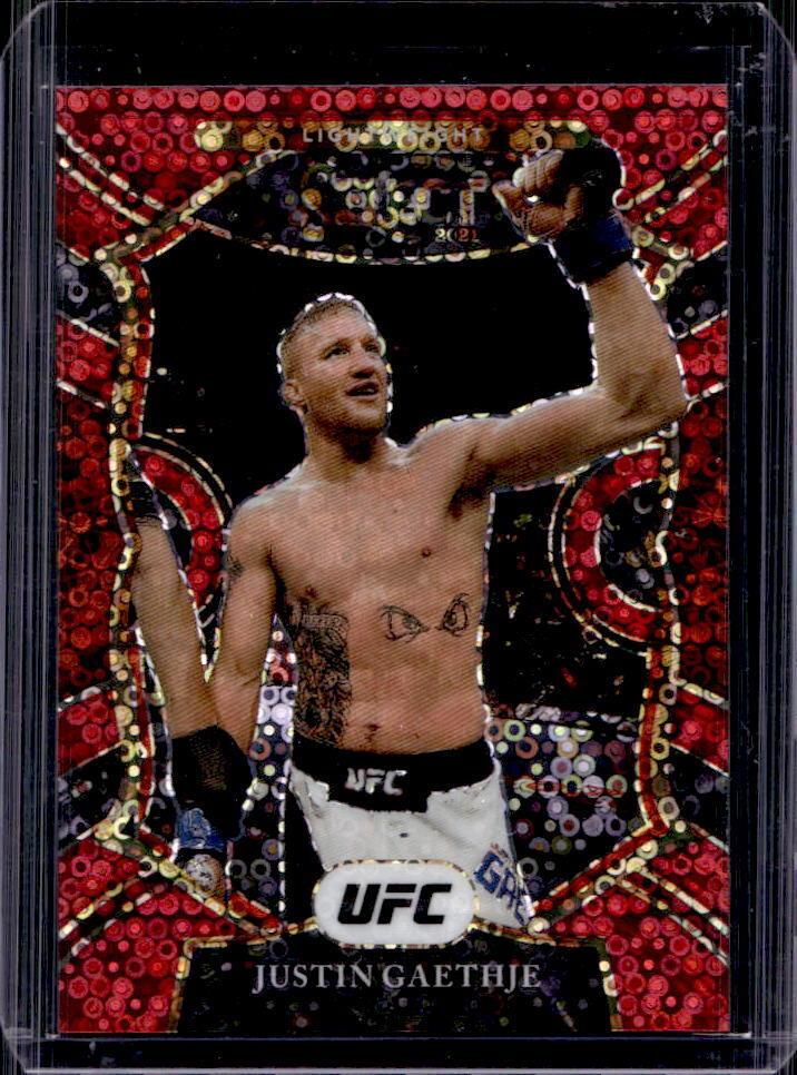 2021 Select UFC Justin Gaethje Concourse Red Disco Prizm #150/199