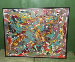 Vintage Framed Oil Painting Impasto Contemporary Artist Signed Mark Johnson - Picture 1 of 6