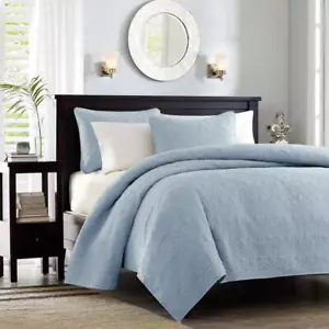 Madison Park Coverlet Set 104" x 94" King/Cal King PolyesterFlora Blue 3-Piece - Picture 1 of 8