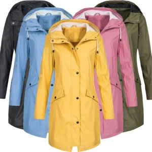 Womens Waterproof Raincoat Outdoor Wind Forest Long Jacket Trench Coats Warm - - Picture 1 of 19