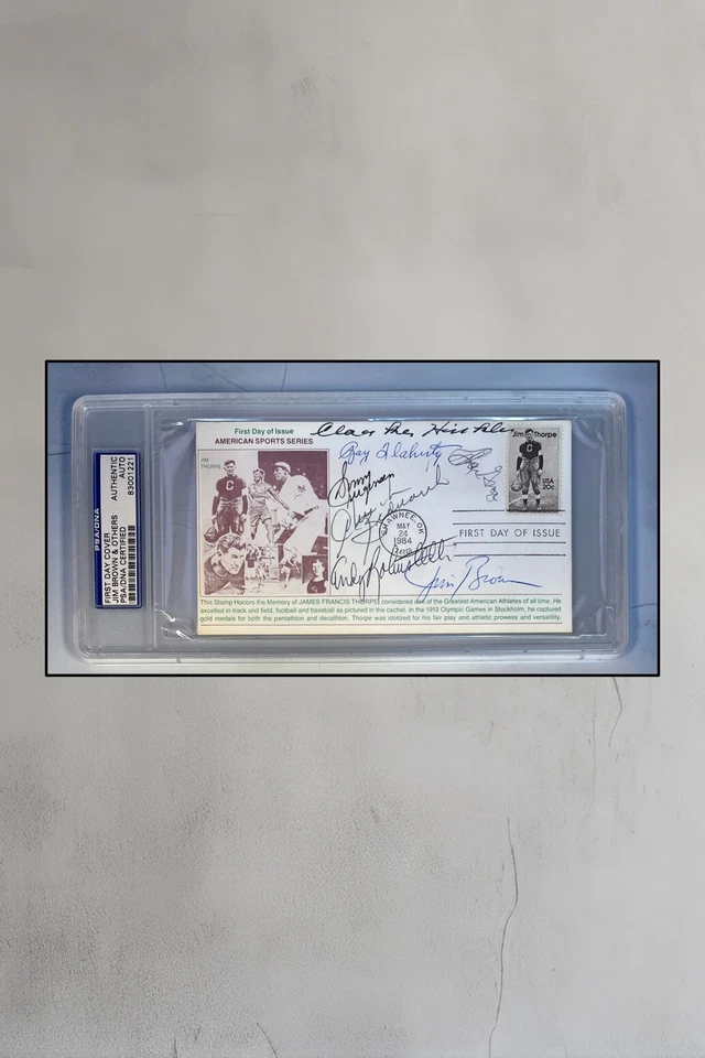 Jim Thorpe FDC signed by Hall of Famers-Brown/Hinkle/Robustelli +4-PSA #83001221 - Image 1 of 1