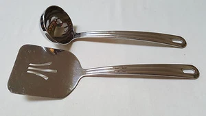 Stainless Steel Meat & Gravy Serving Set Spatula & Ladle Used VG - Picture 1 of 7