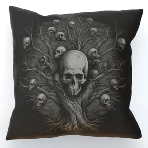 Shadow World Tree of Death Cushion, Double-Sided, Gothic Darkness Skulls Evil - Picture 1 of 7