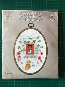 Ginger Tabby Cat & Post Box Embroidery Kit 5"x 7" inc Oval Frame DMC TK12 Letter - Picture 1 of 2
