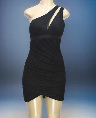 BCBG Maxazria Women's Pencil Mini Dress Stretch One Shoulder Black Size XS - Image 1 of 4