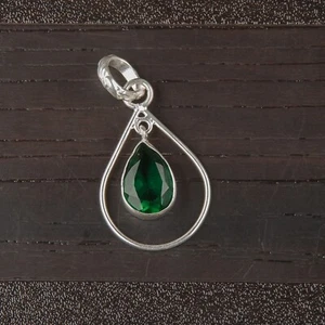 Genuine GREEN EMERALD 925 Silver May Birth Elegant Wedding Valentines Pendant - Picture 1 of 8
