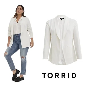 NEW TORRID Women’s LONGLINE BLAZER - CREPE WHITE 00 Size Large - Picture 1 of 12
