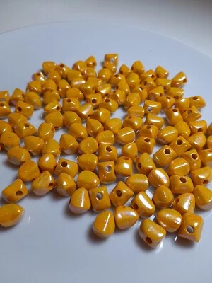Job Lot Of 150 Pieces Acrylic Rectangle Orange Beads with AB Finish 10x8mm app. - Image 1 of 4