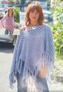 Sirdar Ladies Girls Poncho Tweed DK KNITTING PATTERN 8483 - 6yrs-adult (30-36”) - Picture 1 of 3