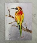 Original Oil Painting Wall Art on Linen Bird Art Bee-eater Portrait