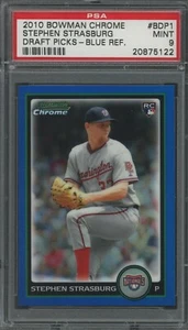 Selecciones de draft Bowman Chrome 2010 #BDP1 Stephen Strasburg azul ref PSA 9 #/199 - Imagen 1 de 2