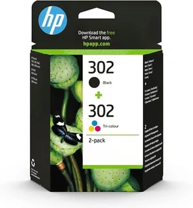 Genuine HP 302 Black & Colour Ink Cartridge Twin Pack X4D37AE - See Pics - Photo 1/4
