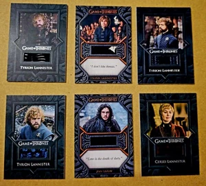 JON SNOW, CERSEI+TYRION X4.. COSTUME CARDS. 6 IN TOTAL.GAME OF THRONES.RARE. - Picture 1 of 9