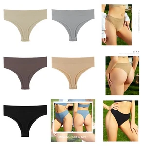 Seamless Quick Dry Solid Color Mid Waist Thong Panties for womens - Picture 1 of 12