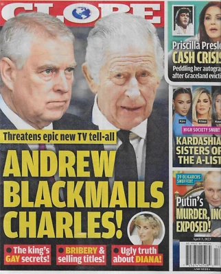 Globe Magazine King Charles Prince Andrew Vladimir Putin Priscilla Presley 2023 - Image 1 of 4