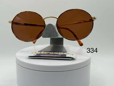 Винтажные солнцезащитные очки большого размера новые из старых запасов круглые металлические коричневые линзы золотистая деми-оправа 80-90-е - Изображение 1 из 4