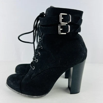 Wild Diva Womens Velvet Suede Ankle Zip/Tie Boots - Image 1 of 4