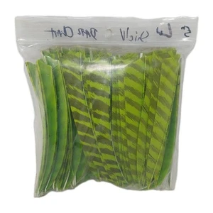 100pk Archery Arrow Feathers 5" Left Wing: Shield Barred Chartreuse - Picture 1 of 3
