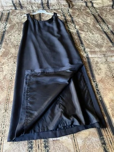 Arnold Scaasi Vintage 100 Silk Black Dress Long 17in Slit Lined 10 M - Picture 1 of 9