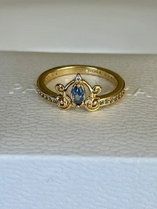 PANDORA DISNEY COLLECTION CINDERELLA’S CARRIAGE RING 14K GOLD PLATED WITH CZ - Picture 1 of 8
