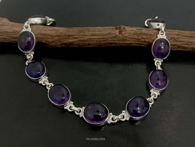 Bracciale in argento sterling 925 con pietre di luna arcobaleno naturali... - Immagine 1 di 4