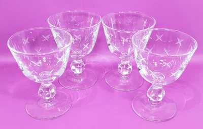 Libbey Rock Sharpe Stardust Stemmed 3 7/8” Liquor Cocktail Juice Set Of 4 - Image 1 of 4