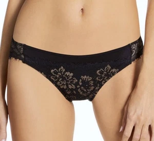 MAIDENFORM Comfort Devotion Sandshell Black Lace Trim Tanga Panty Womens Sz S 5 - Picture 1 of 6