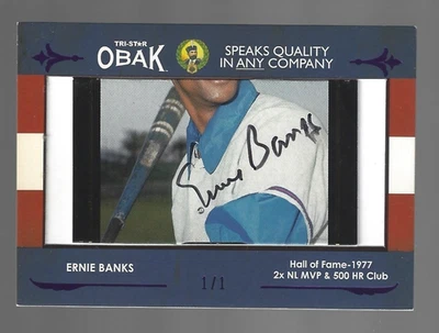Ernie Banks 2011 Tristar Obak Cut Signatures Autograph Auto 1/1 💲 - Image 1 of 3