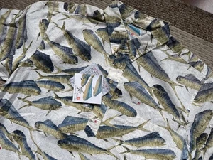Reyn Spooner Gyotaku By Naoki Mahi Mahi Pullover Aloha Hawaiian Shirt XL NWT - Picture 1 of 8