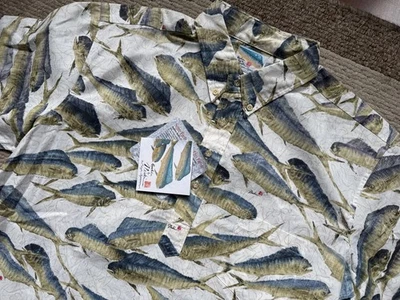 Reyn Spooner Gyotaku By Naoki Mahi Mahi Pullover Aloha Hawaiian Shirt XL NWT - Image 1 of 4