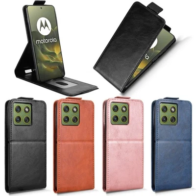 For Motorola Edge 70, Luxury Vertical Up-Down Leather Wallet Stand Case Cover - Image 1 of 4