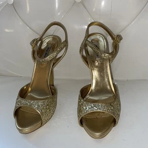 MIU MIU GOLD GLITZER RIEMCHEN 5 INCH HEELS GR 38,5 WUNDERSCHÖN! - Bild 1 von 23