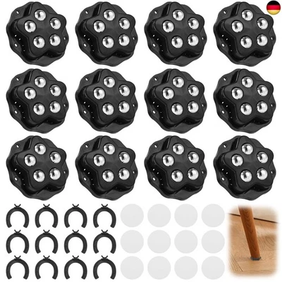 VUXAVA Möbelrollen flach 12 Stück - Kugelrollen für Möbel Schwerlast 300kg, 360° dreh