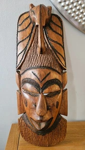 Vintage African Tribal Hand Carved Wooden Mask 45cm - Picture 1 of 16